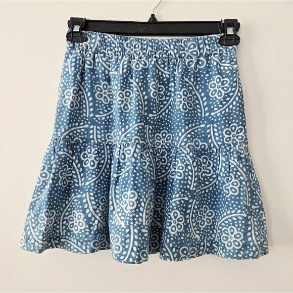 NWT Madewell Pull-On Ruffled Mini Skirt in Indigo Floral - Picture 3 of 7